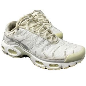 Nike Men's Air Max Plus Running Shoes Leather White White Size 9.5 AJ2029-100